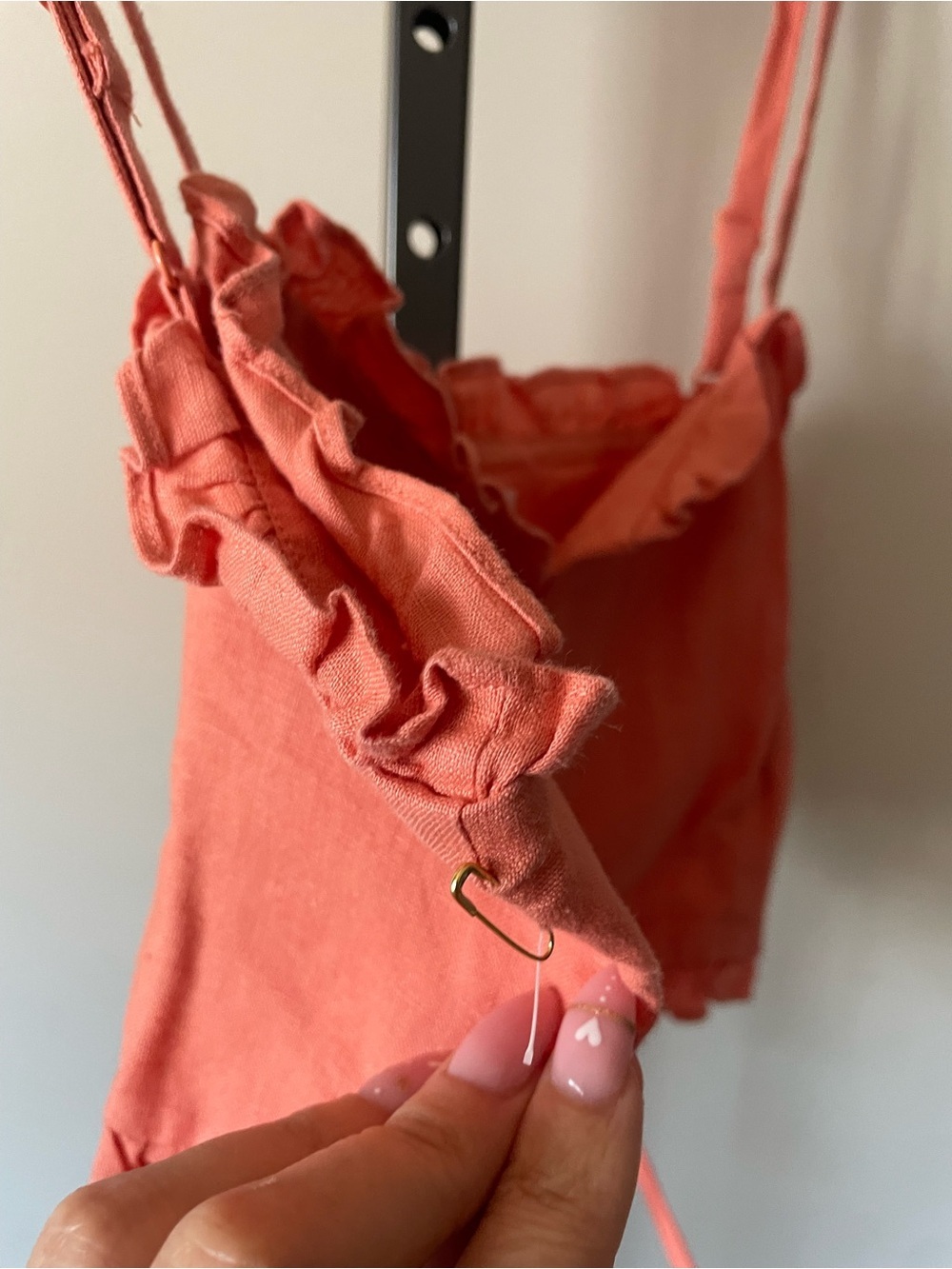 NEW Wilfred 100% Linen Sariah Crop Top Boho Cottagecore Ruffled Corset Coral - Picture 5 of 9